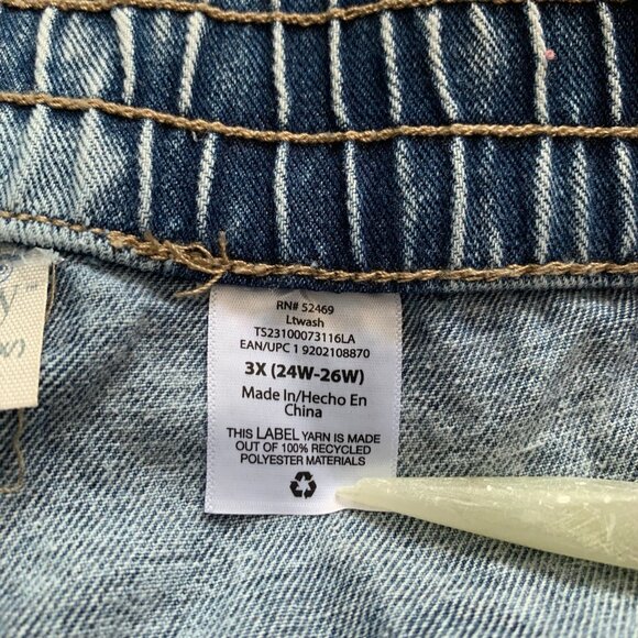 NEW Terra & Sky acid washed pull on elastic waist high rise slouchy short - Picture 8 of 9